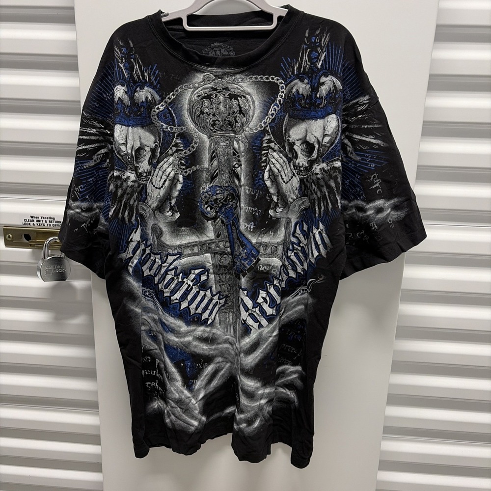 Y2K Graphic T-Shirt P J Mark Black Short Sleeve Cotton Regular Fit Size XXL